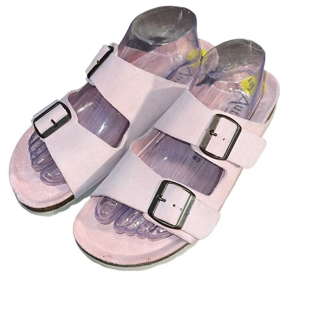 Autenti Womens Leather Sock Double Buckle Strappy Sandals Light Pink Size 6‎
